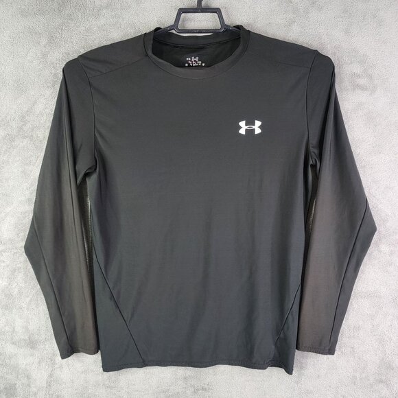 Mens Black Under Armour Compression Shirt Long Sleeve Crew Neck Size XXL - Picture 2 of 11